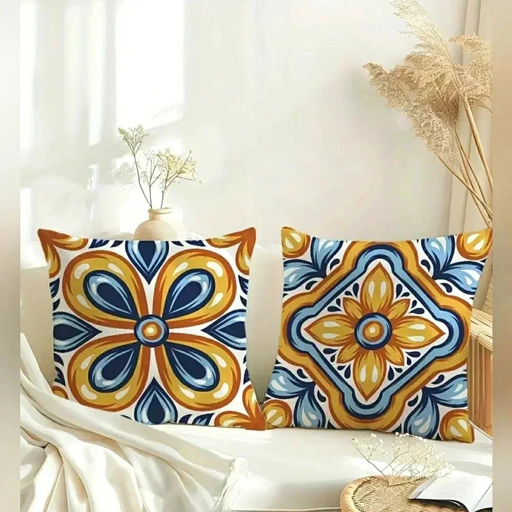 Geometric Boho Floral Pillow Covers Set Of 2 Spring Summer New